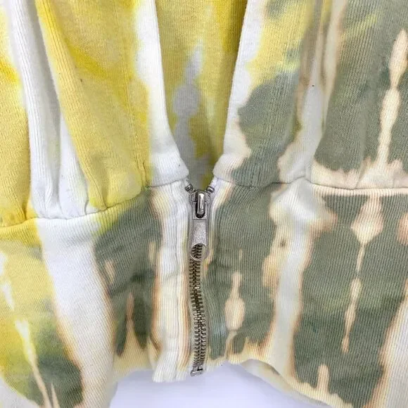 Barbara Lesser Fibers Tie Dye T Shirt Hoodie Low Zip Front XL - Picture 2 of 9